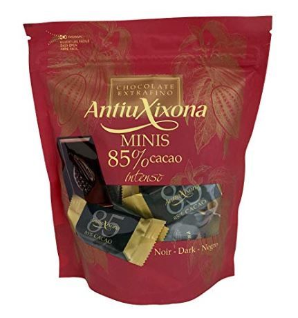 Chocolate extrafino minis 85% cacao intenso ANTIU XIXONA 175 g.