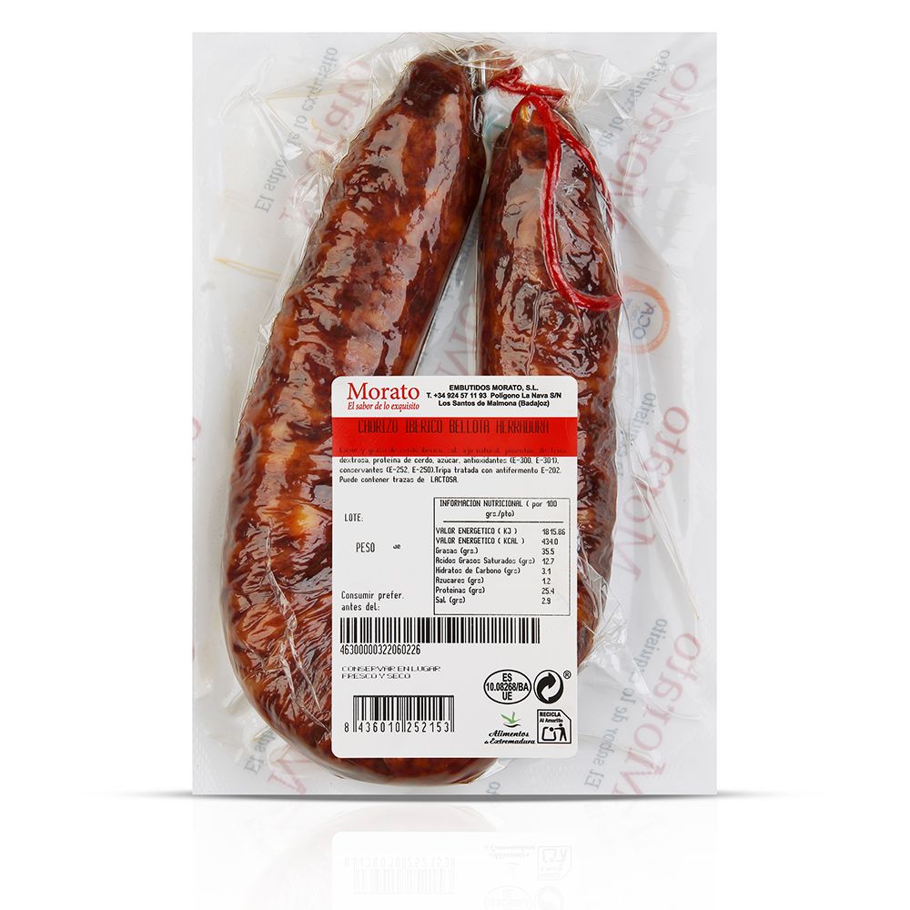 Chorizo ibérico herradura de bellota MORATO 300 g