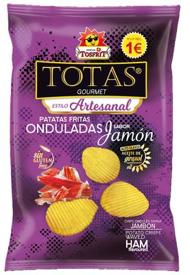 Patatas fritas estilo artesanal onduladas sabor jamón TOTAS de TOSFRIT 100 g