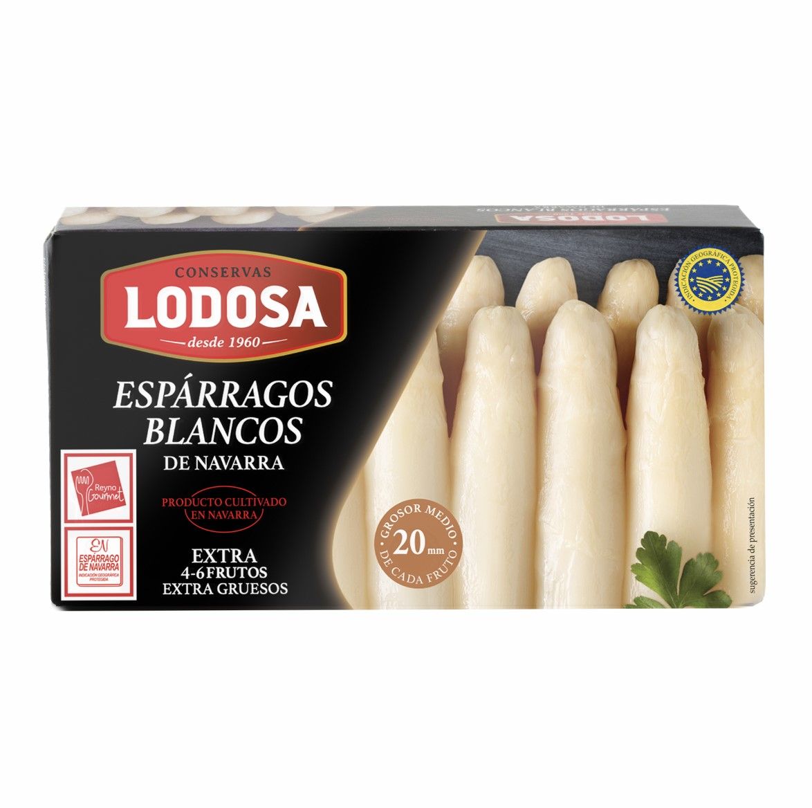 Espárragos blancos de Navarra extra 4-6 frutos extra gruesos LODOSA 250 g