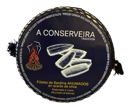Filetes de sardina ahumados en aceite de oliva A CONSERVEIRA 8-12 piezas 80 g