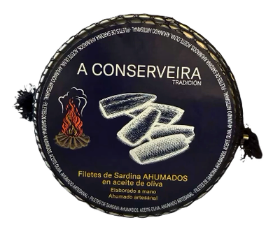 Filetes de sardina ahumados en aceite de oliva A CONSERVEIRA 8-12 piezas 80 g
