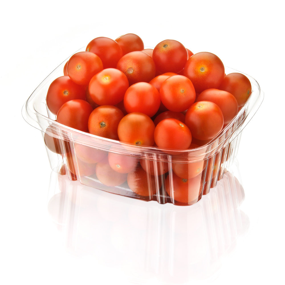 Tomates cherry en bandeja.