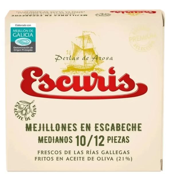Mejillones en escabeche ESCURIS 12/14 piezas 111 g.