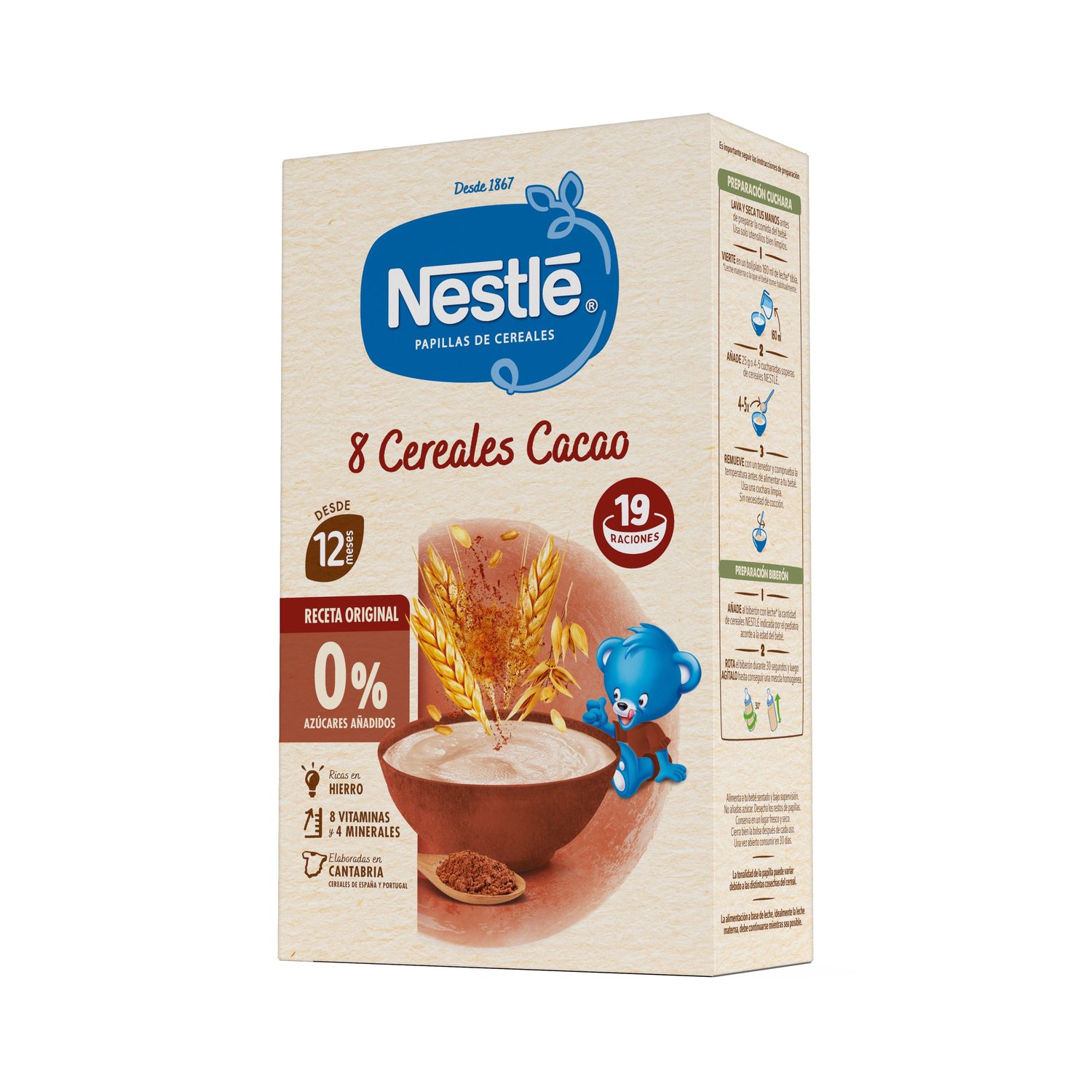 Papilla 8 cereales cacao NESTLÉ 475 g