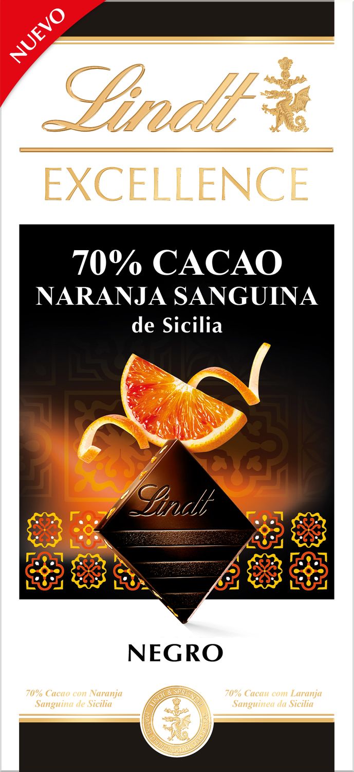 Chocolate 70% cacao naranja sanguina de Sicilia  LINDT 100 g