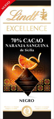 Chocolate 70% cacao naranja sanguina de Sicilia  LINDT 100 g