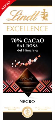 Chocolate 70% cacao sal rosa del Himalaya  LINDT 100 g