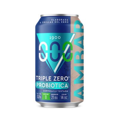 Cerveza triple zero 000 tostada probiótica AMBAR 33 cl