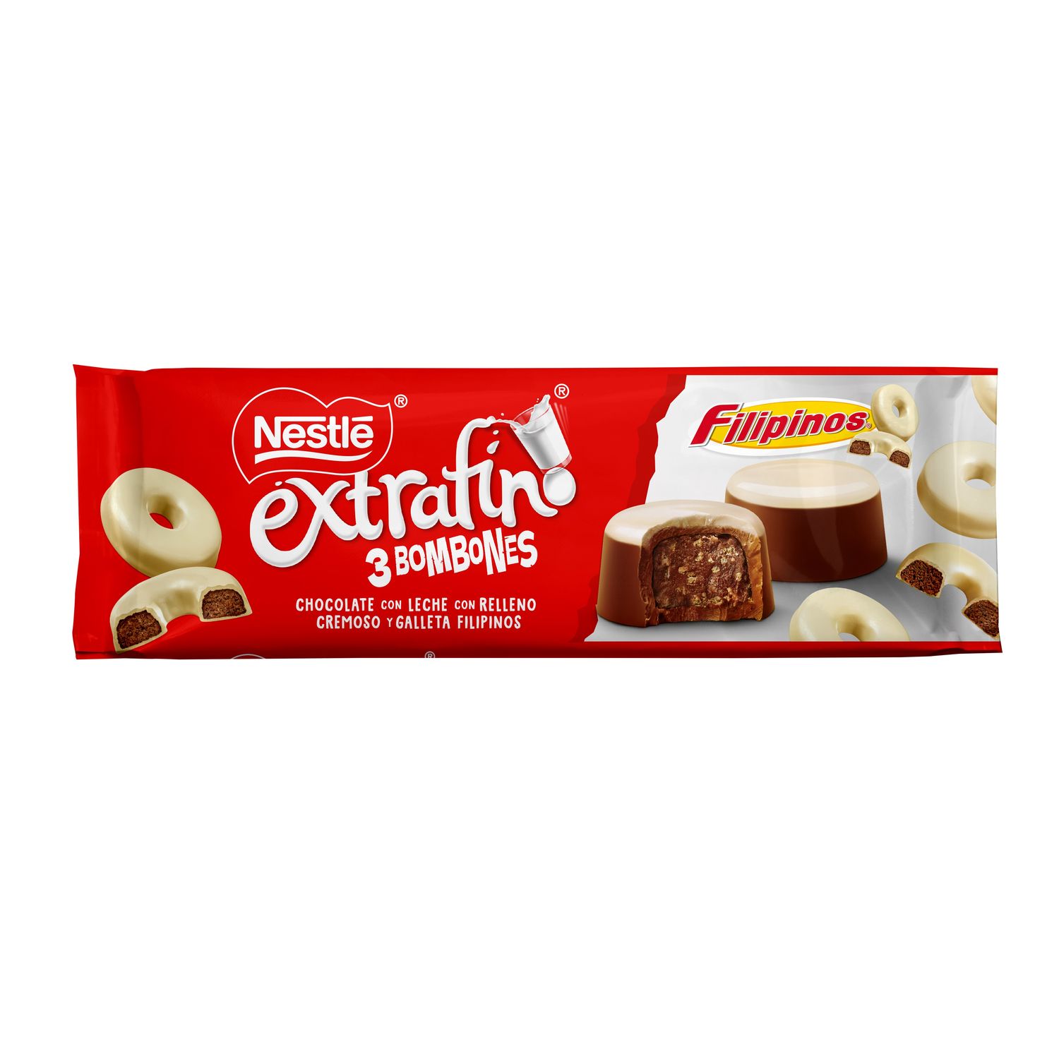 Bombones de chocolate con leche con relleno cremoso de galleta Filipinos NESTLÉ 3 ud 37 g