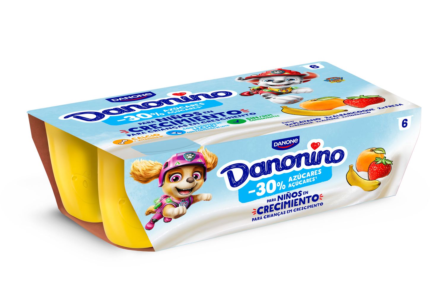 DANONINO sabor fresa, plátano o albaricoque de DANONE 6 x 50 g