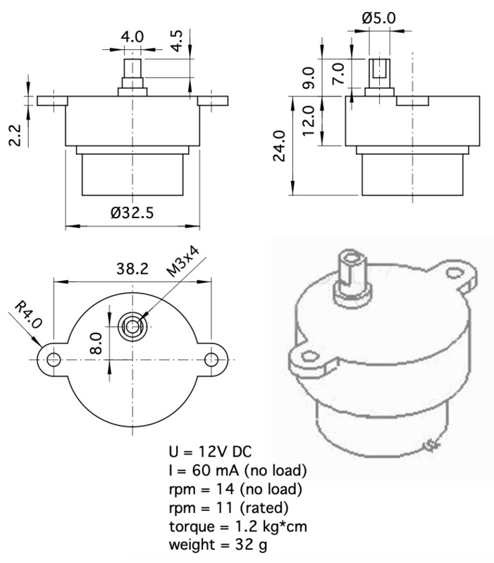 117011 Motor S30K 12V DC 14 U/Min