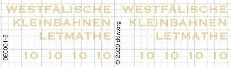 850011 Decal-Set Iserlohner Kreisbahn 10 H0