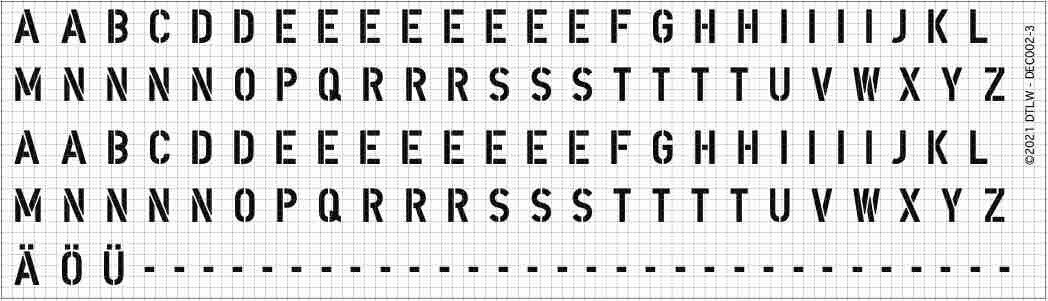 810021 Decal-Set Großbuchstaben weiß DIN Schablonierschrift 3 mm 810021 Decal-Set Großbuchstaben weiß DIN Schablonierschrift 3 mm