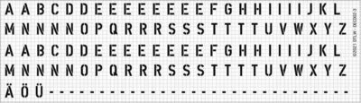 810021 Decal-Set Großbuchstaben weiß DIN Schablonierschrift 3 mm