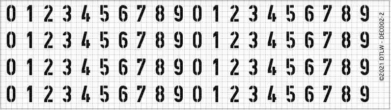 810011 Decal-Set Zahlen weiß DIN Schablonierschrift 3 mm
