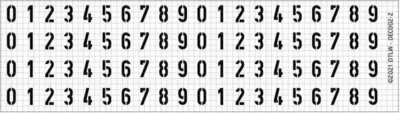 810011 Decal-Set Zahlen weiß DIN Schablonierschrift 3 mm