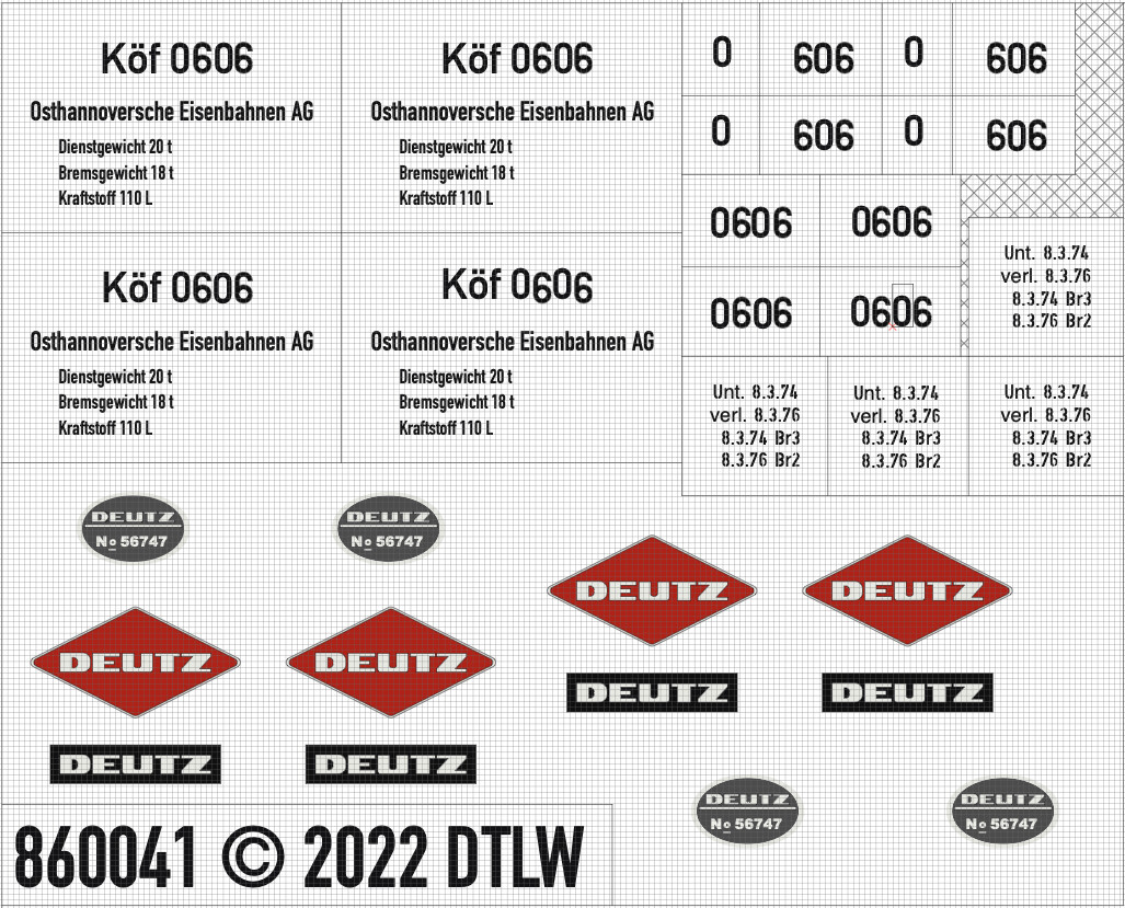 860041 Decal-Set OHE Köf 0606 H0 860041 Decal-Set OHE Köf 0606 H0