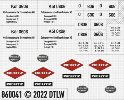 860041 Decal-Set OHE Köf 0606 H0