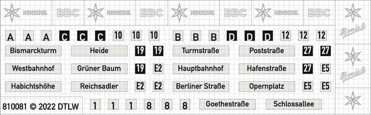 810081 Decal-Set Henschel II H0
