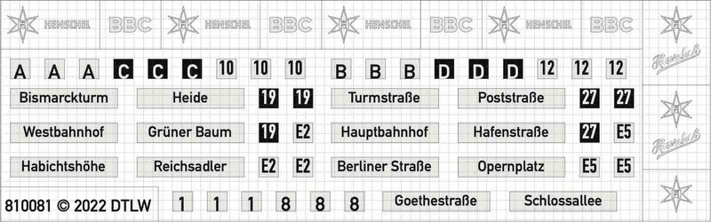 810081 Decal-Set Henschel II H0
