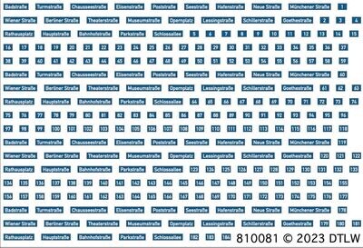 810081 Decal-Set Straßennamen Deutschland blau H0 810081 Decal-Set Straßennamen Deutschland blau H0