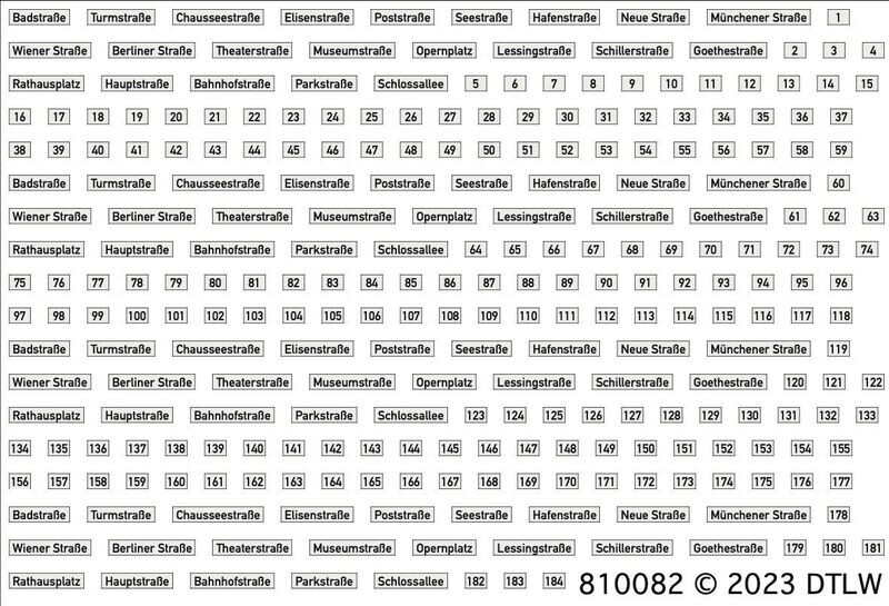810082 Decal-Set Straßennamen Deutschland weiß H0