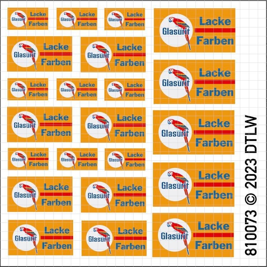 810073 Decal-Set Werbeschilder Glasurit H0 810073 Decal-Set Werbeschilder Glasurit H0