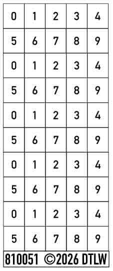810051 Zahlen DIN Mittelschrift 1.5mm weiß 5x 0-9