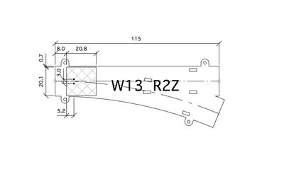 268255-1 W13R2Z 115mm R299 22,6° G=16.5 268255-1 W13R2Z 115mm R299 22,6° G=16.5