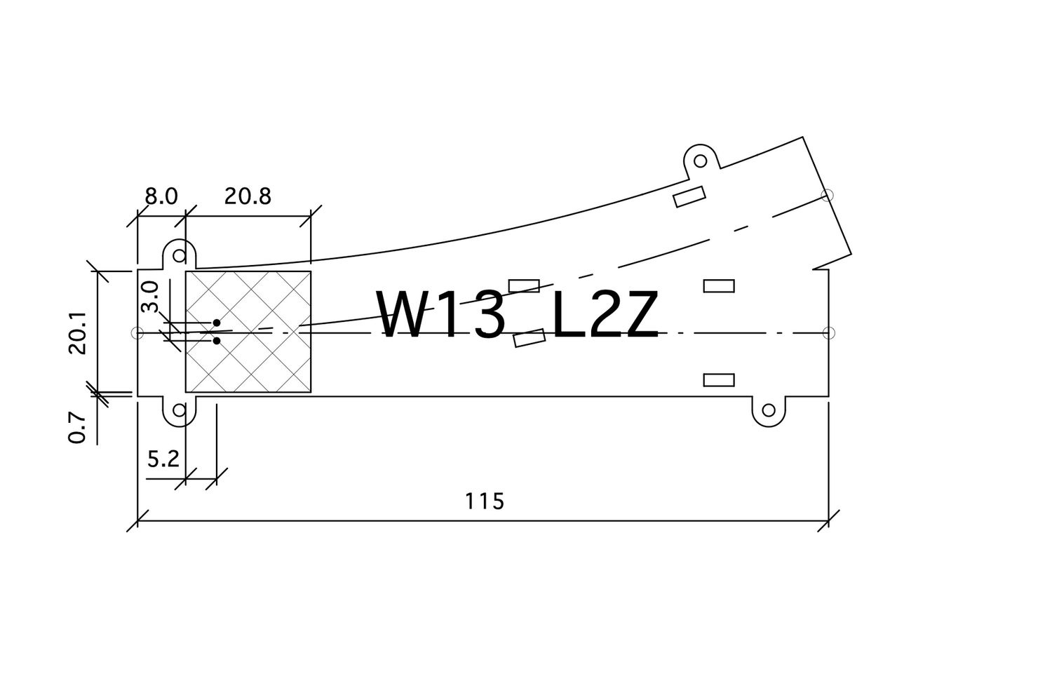 268254-1 W13L2Z 115mm R299 22,6° G=16.5 268254-1 W13L2Z 115mm R299 22,6° G=16.5