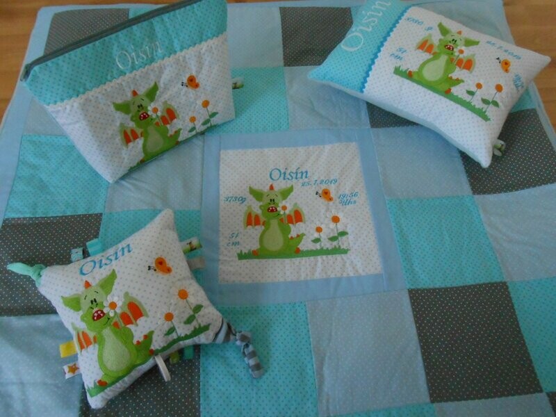 Krabbeldecke Drache (blau)