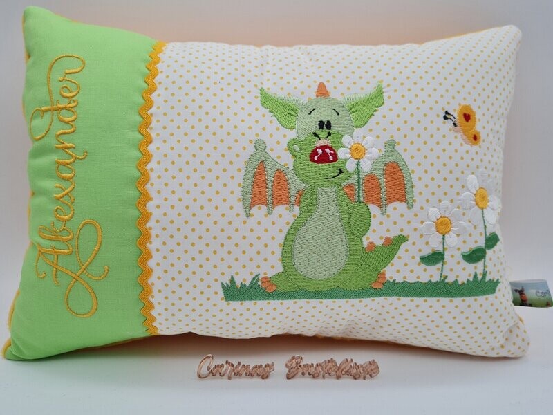 Kissen Drache mit Blume