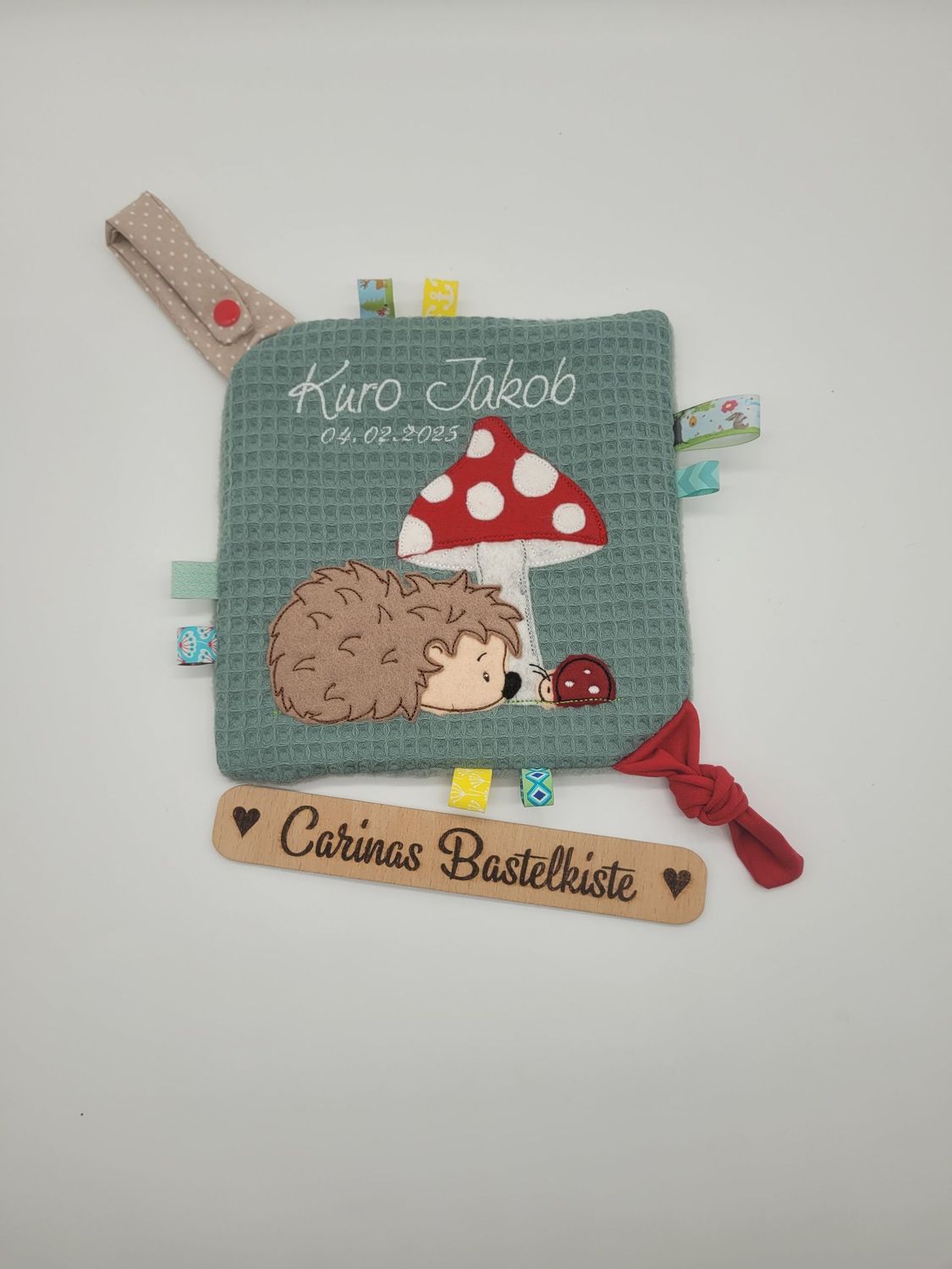Knistertuch Igel mit Pilz