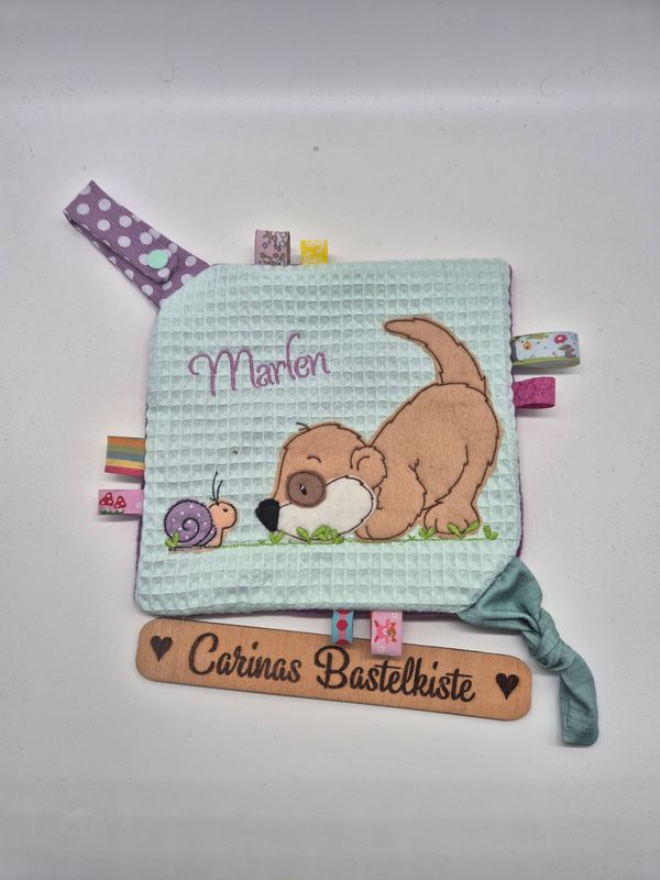 Knistertuch Erdmännchen mit Schnecke