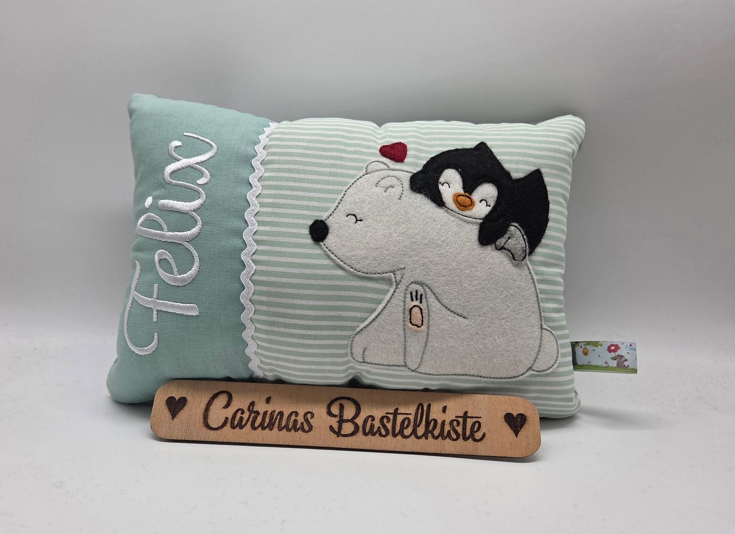 Kissen Eisbär mit Pinguin