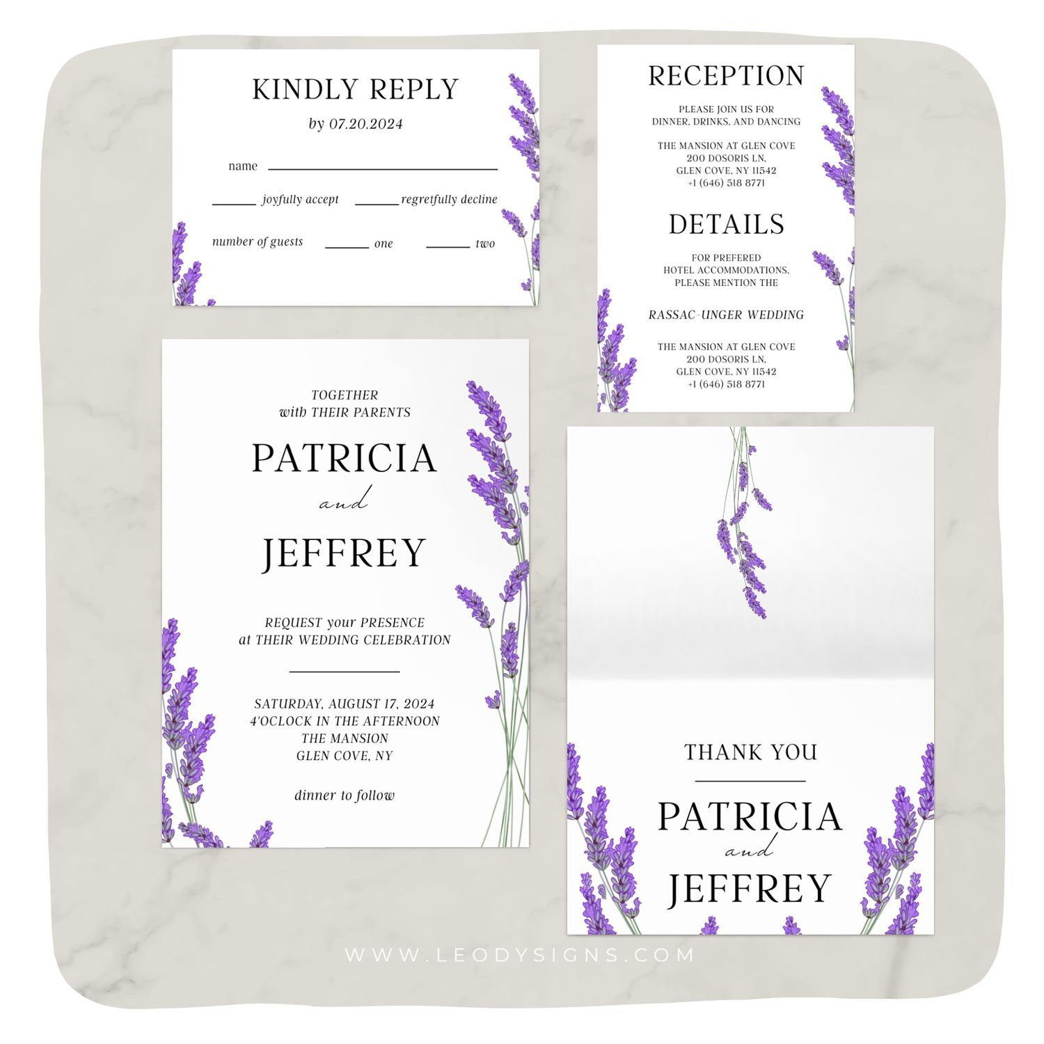 FAIRE-PART MARIAGE LAVANDE
