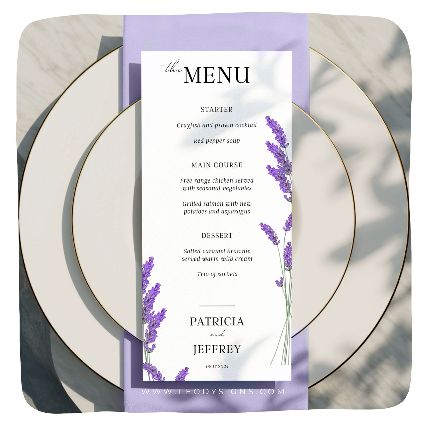 MENU MARIAGE LAVANDE