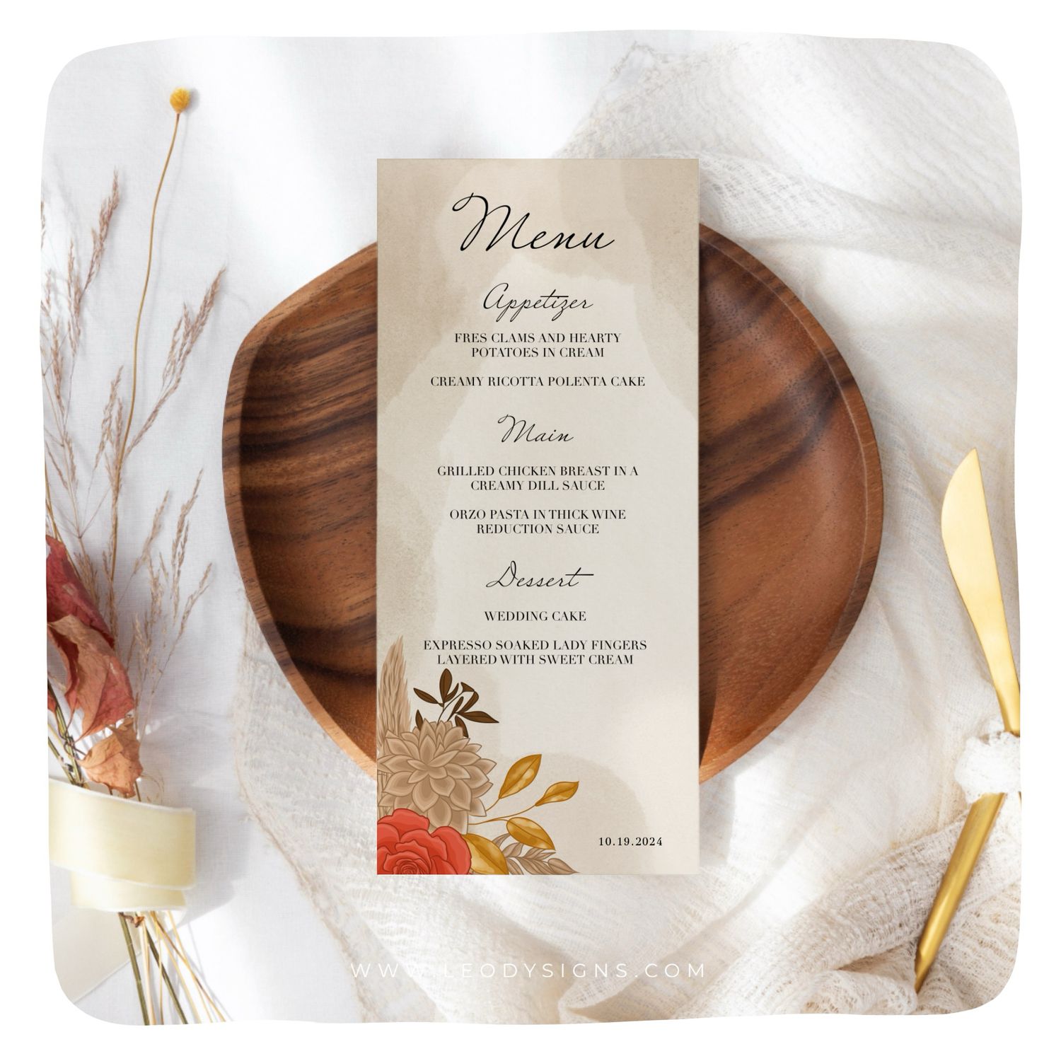 MENU MARIAGE DOA