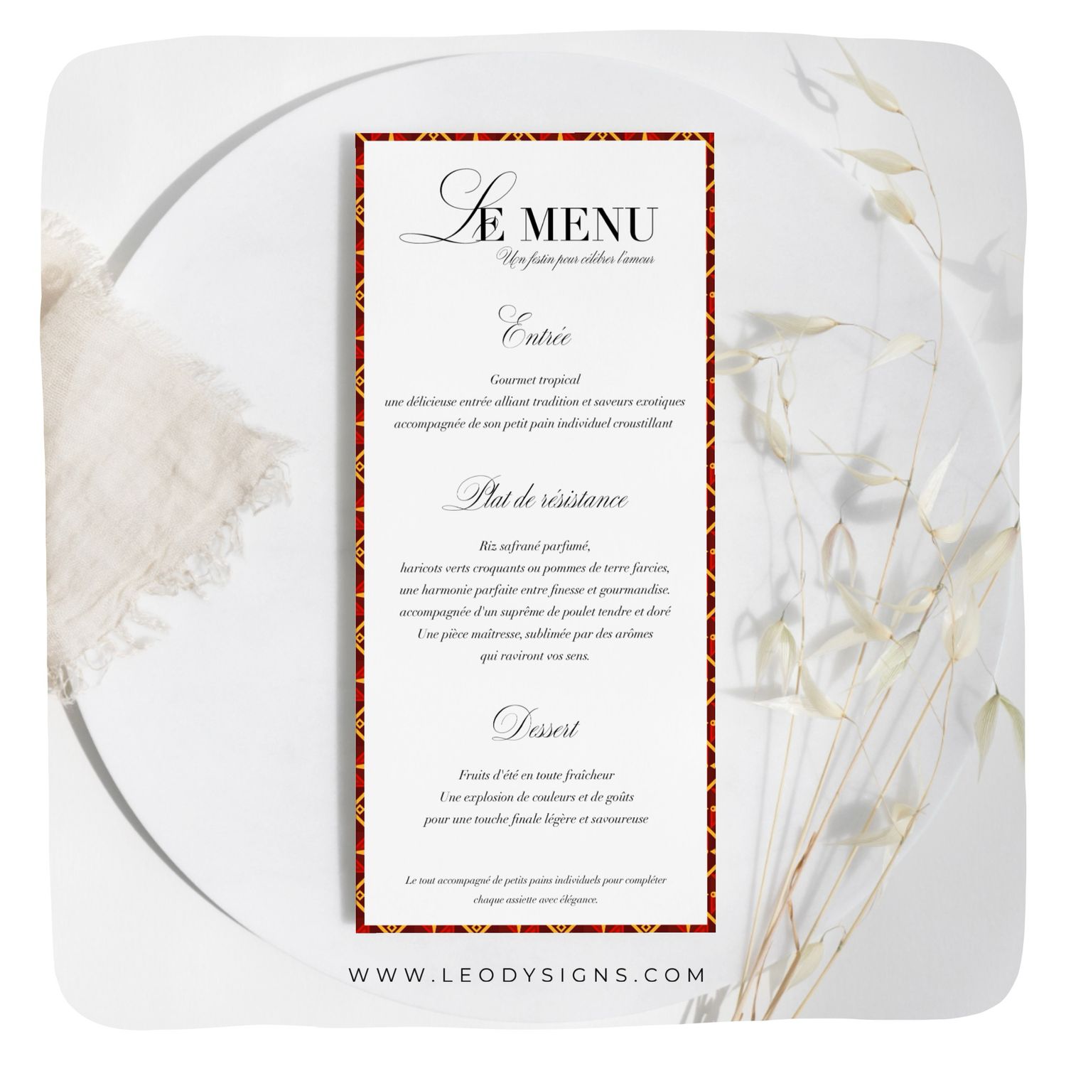 MENU MARIAGE WAX