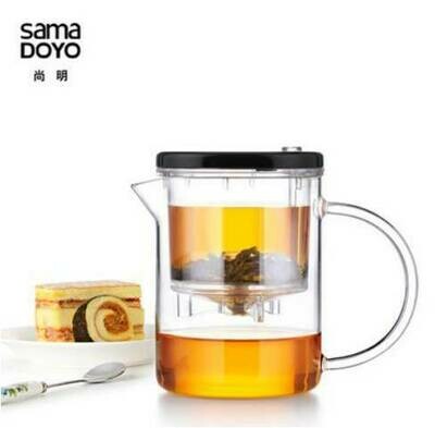 213030 Чайник изипот SAMADoyo  350мл, стекло/пластик. Без носика, съемная крышка. Высота11, дм7