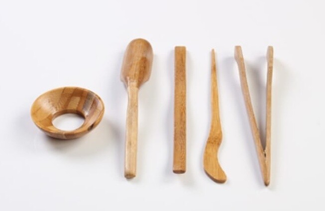 243109 Набор чайных инструментов &quot;Бамбук&quot; 5 предметов: совок,лопатка,щипцы,шило,воронка, бамбук