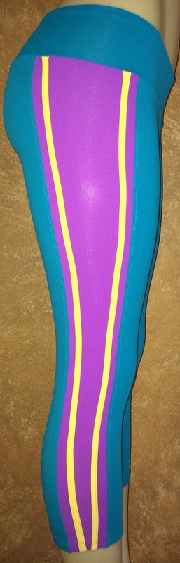 Aqua Blue Two Line Supplex Capri