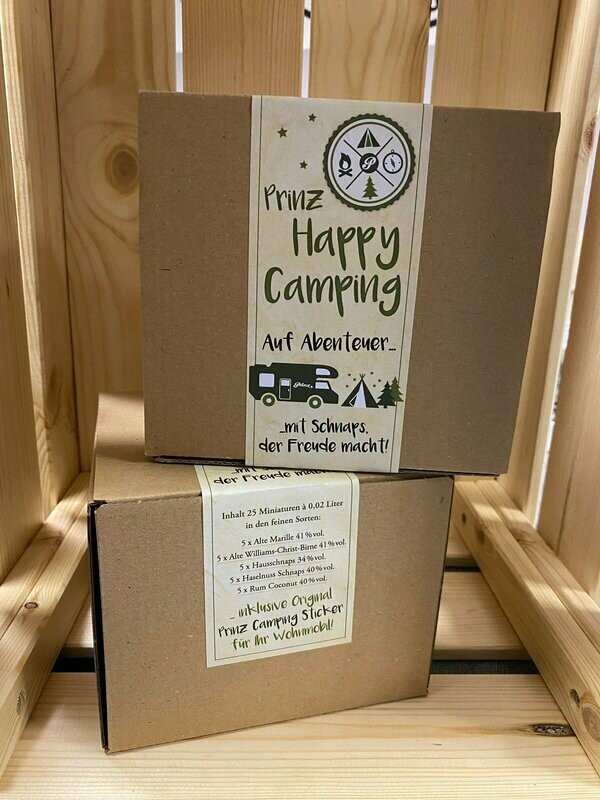 Prinz Happy Camping-Miniaturkarton + Sticker (25 Miniaturen - 0,02l) Prinz Happy Camping-Miniaturkarton + Sticker (25 Miniaturen - 0,02l)