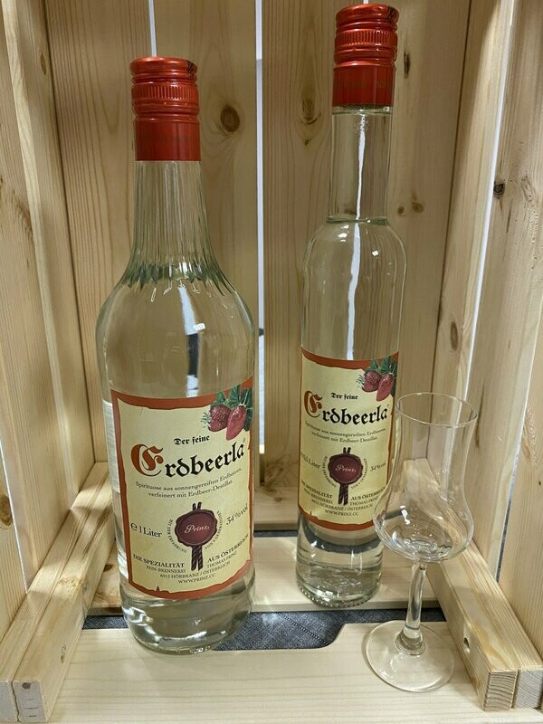 Prinz - Erdbeerla 34 % vol. (1,0l / 0,5l) Prinz - Erdbeerla 34 % vol. (1,0l / 0,5l)
