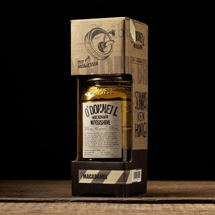 O´Donnell Moonshine - Kombiset Macadamia Likör 20 % vol. incl. Ausgießer (0,7l) O´Donnell Moonshine - Kombiset Macadamia Likör 20 % vol. incl. Ausgießer (0,7l)