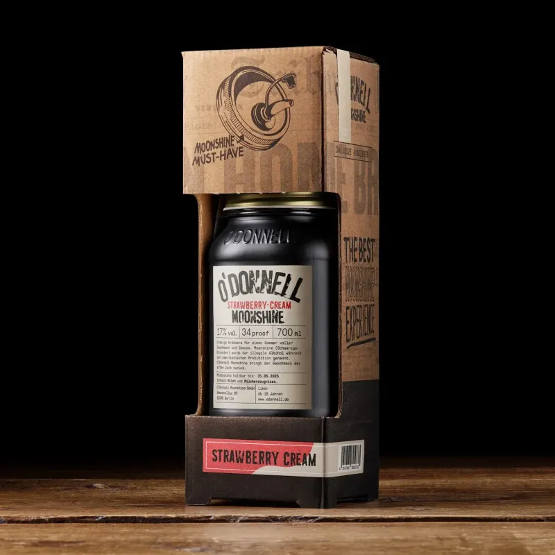 O´Donnell Moonshine - Kombiset Strawberry-Cream - Likör 17 % vol. incl. Ausgießer (0,7l) O´Donnell Moonshine - Kombiset Strawberry-Cream - Likör 17 % vol. incl. Ausgießer (0,7l)
