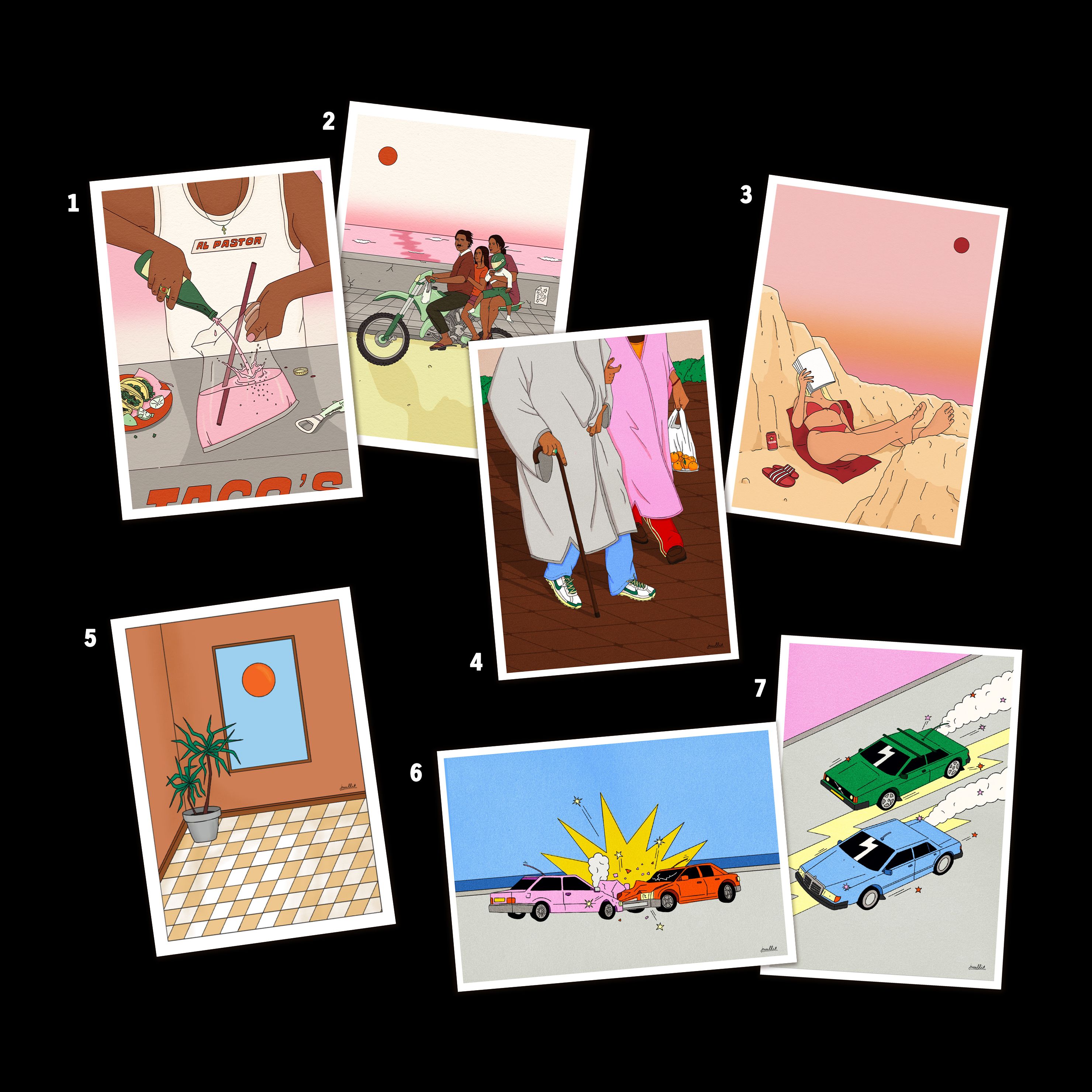 Set of 7 postcards