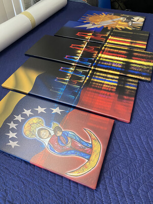 Canvas Lado de noche bandera y gaitas