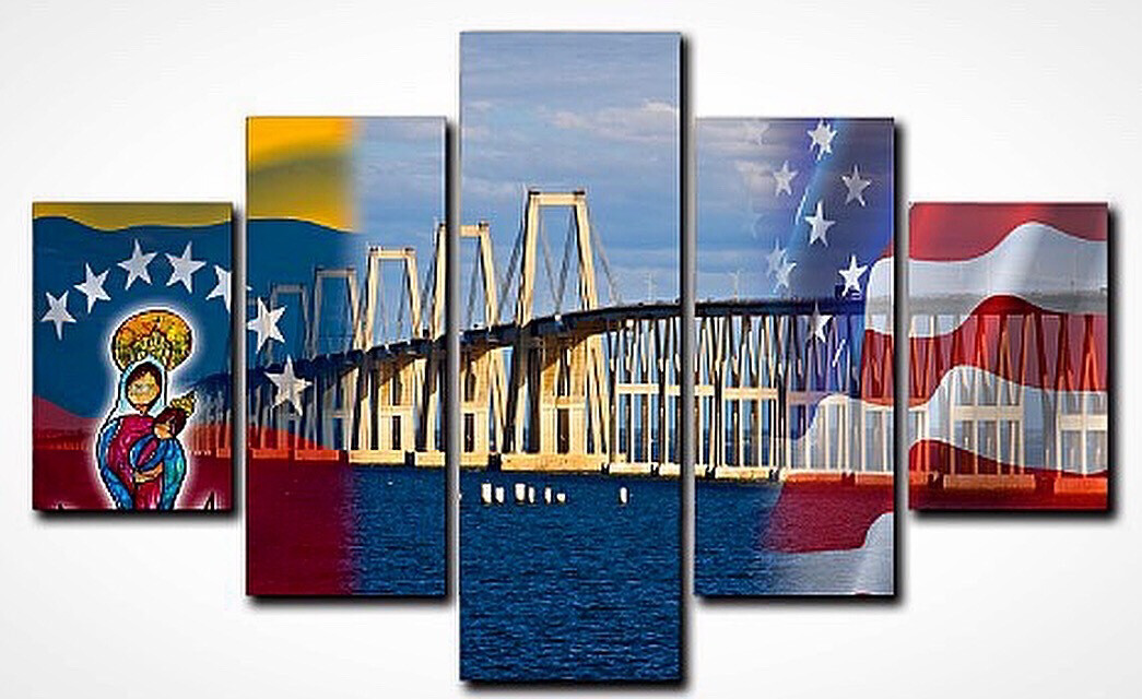 Acrilico Lago Maracaibo con banderas